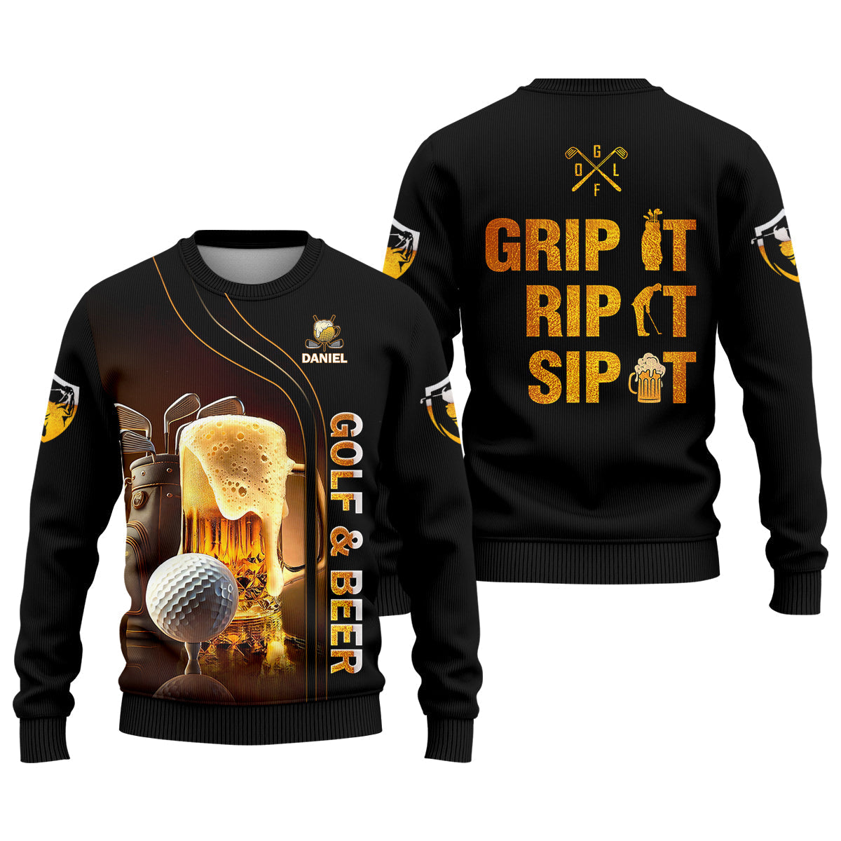 Grip It Rip It Sip It Golf Beer Shirt, Fun Golf Shirts For Men, Funny Golf Polo ShirtDad Golf Gifts