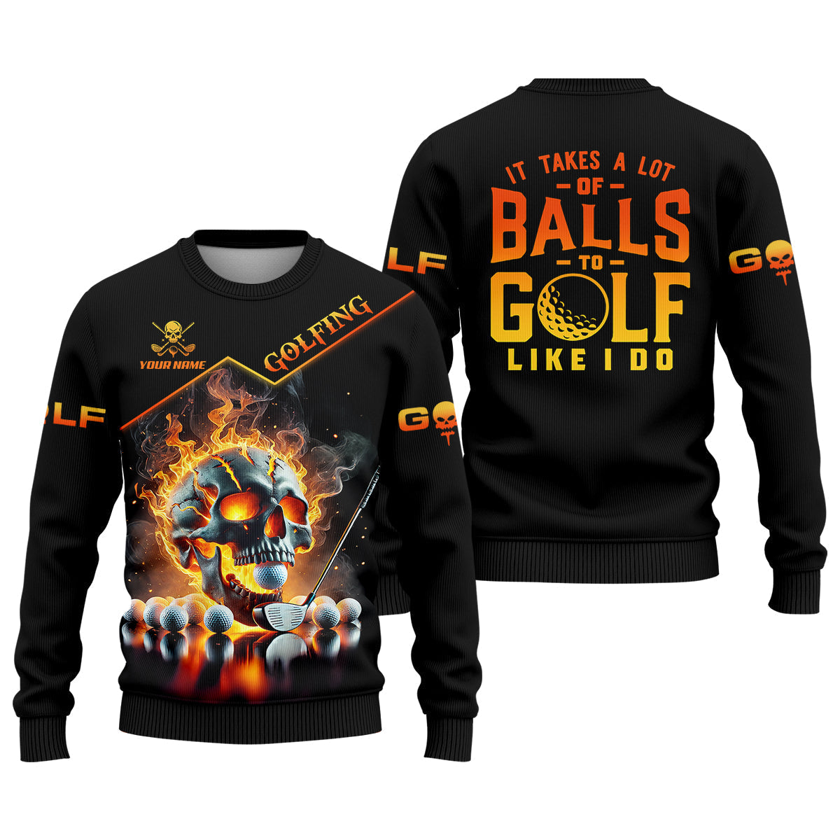 It Takes A Lot Of Balls To Golf Like I Do Custom Men's Golf Polo ShirtSkull Golf Shirt, Funny Golf Shirt