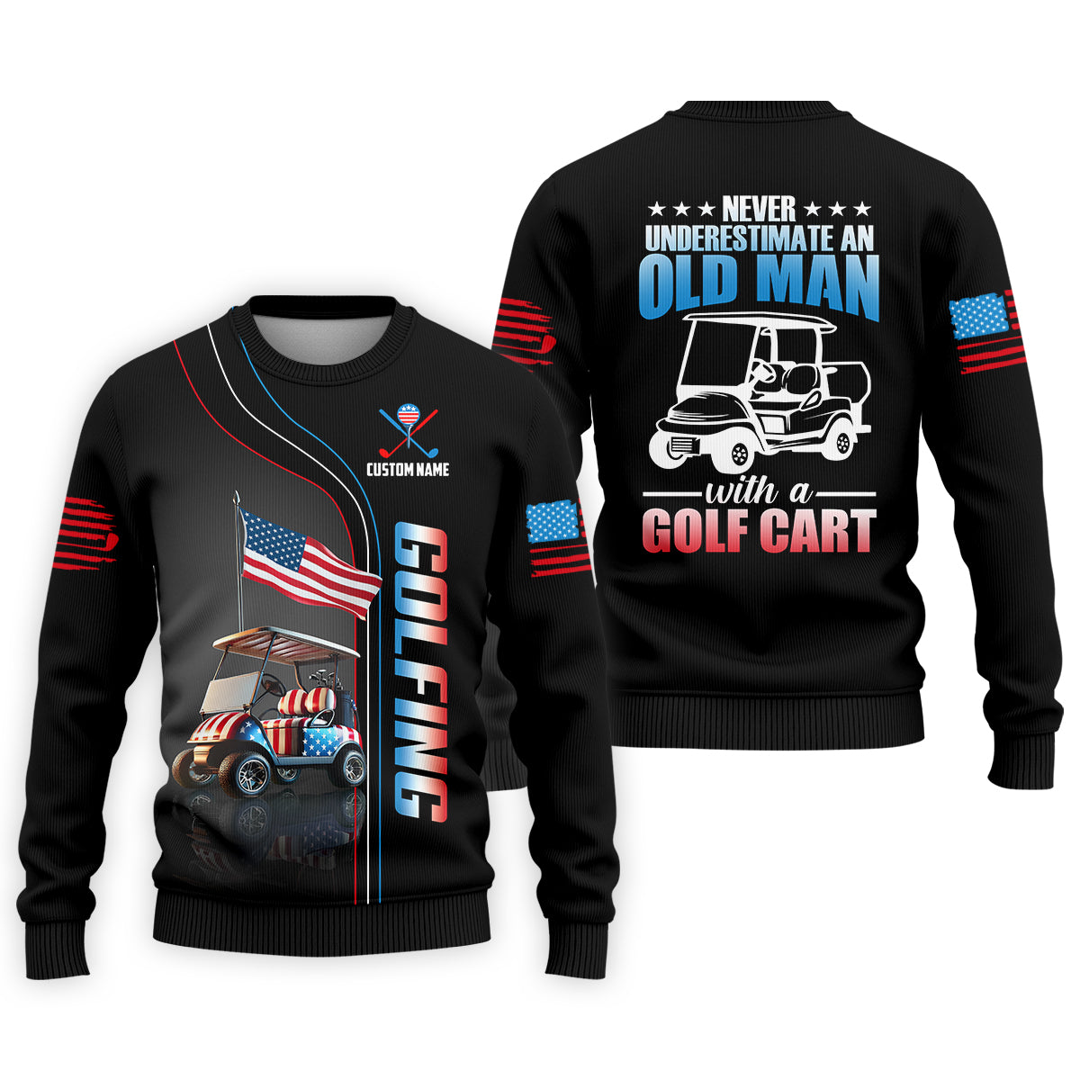 Never Underestimate An Old Man Custom Men's Golf Polo Shirtunny Golf Shirt, Dad Golf Gift