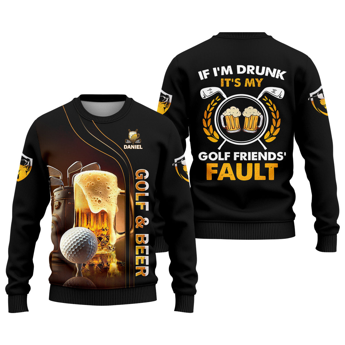 If I'm Drunk It's My Golf Friend's Fault Custom Funny Golf Polo ShirtDad Golf Gifts