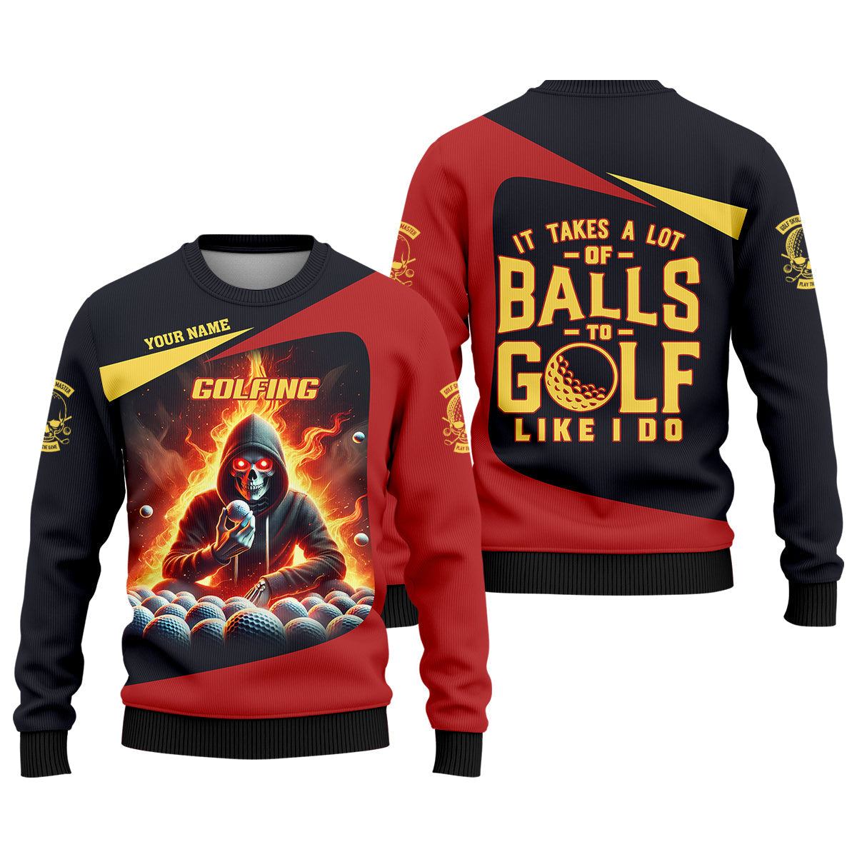 It Takes A Lot of Balls to Golf Like I Do Custom Skull Funny Golf Polo ShirtDad Golf Gifts