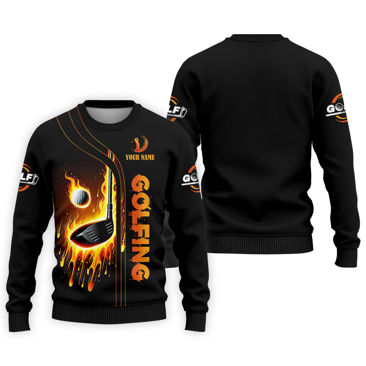 Fire Golf Ball Custom Men's Golf Polo ShirtFunny Golf Shirt, Dad Golf Gifts