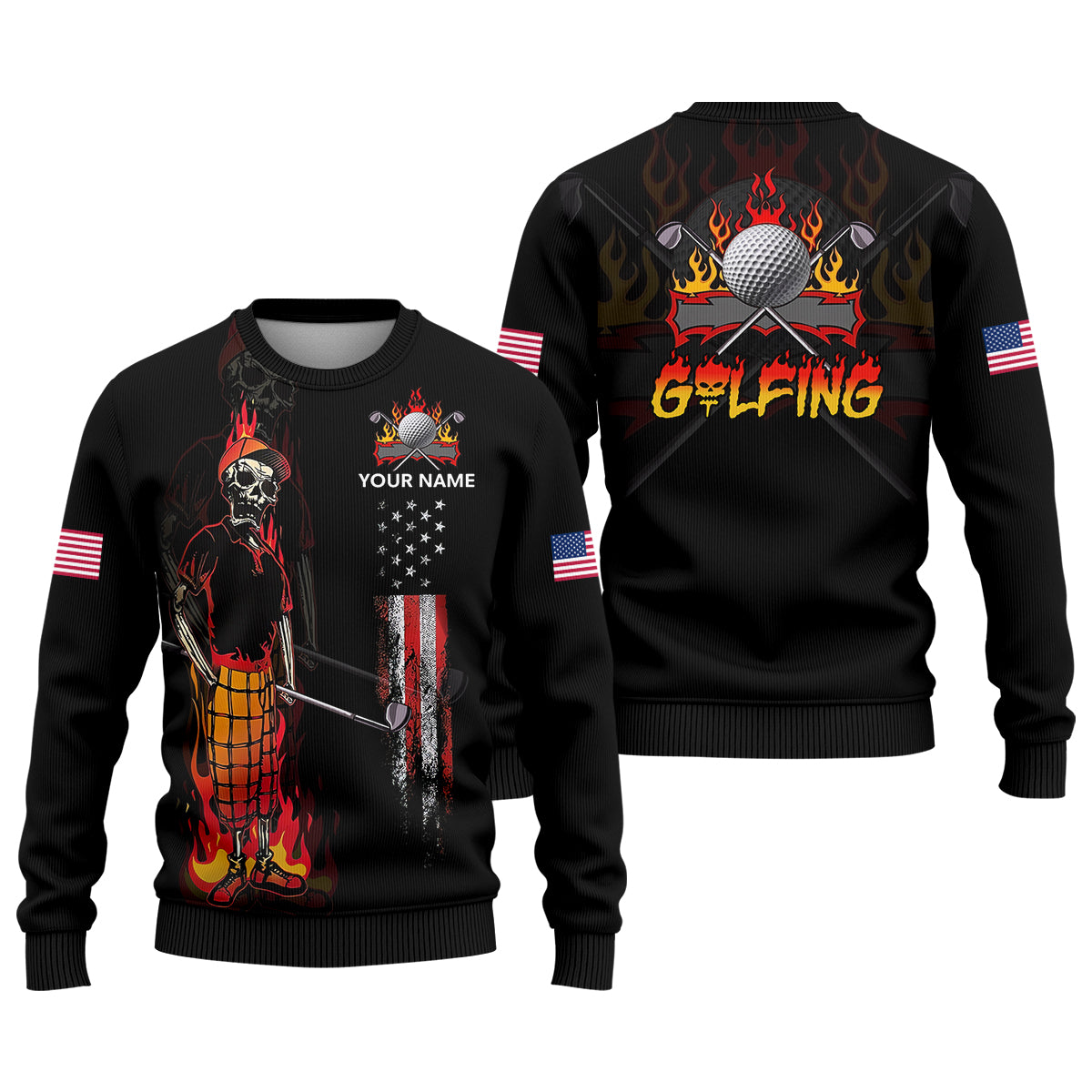 Custom Skull Golf Polo ShirtMens Golf Gift, Funny Golf Shirt