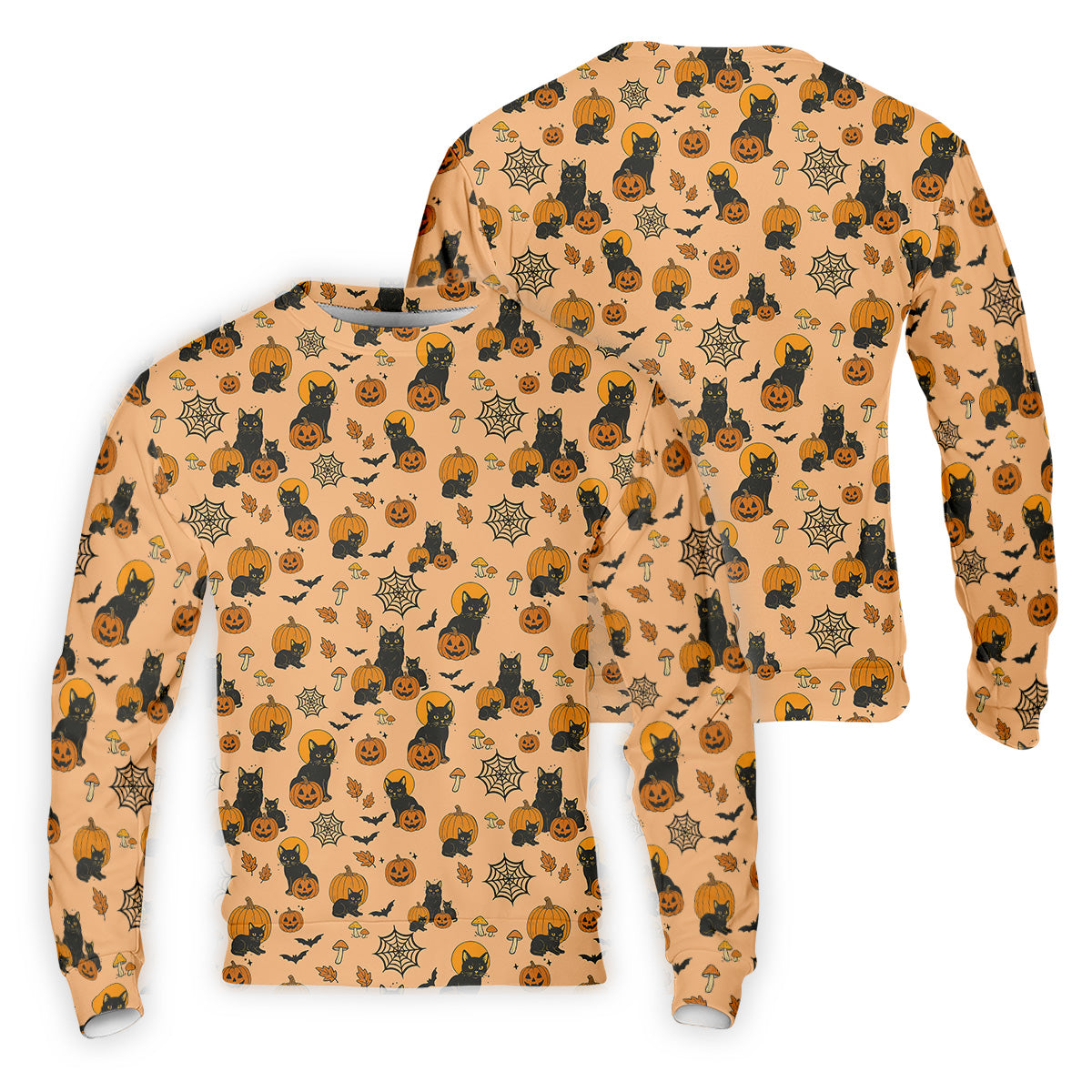 Black Cat Pumpkin Halloween Golf Shirt, Orange Golf Shirt, Mens Golf Polo Shirt Golfing Apparel