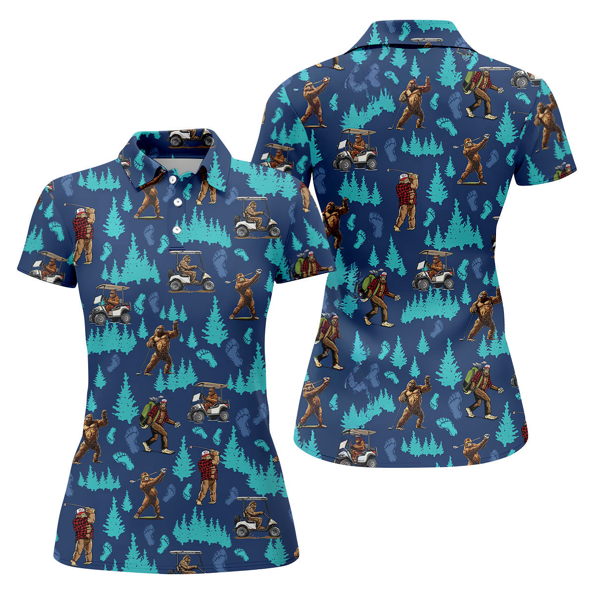 Bigfoot Golfing Women's Polo ShirtFunny Bigfoot Golf Shirt, Ladies Golf Shirt, Women Golf Shirt