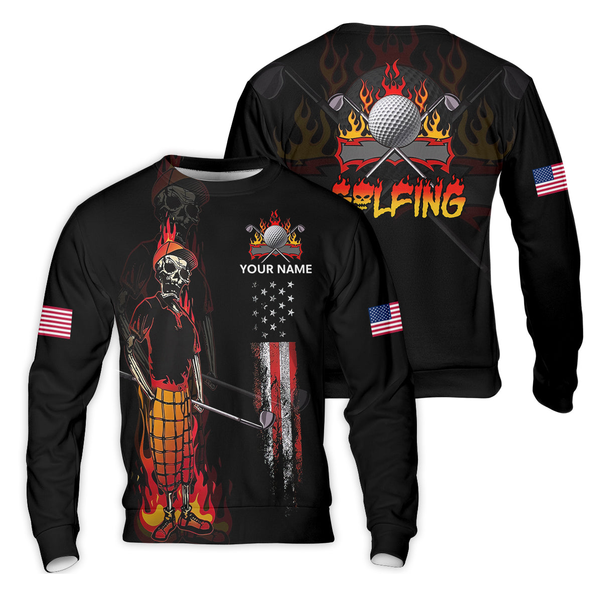 Custom Skull Golf Polo ShirtMens Golf Gift, Funny Golf Shirt