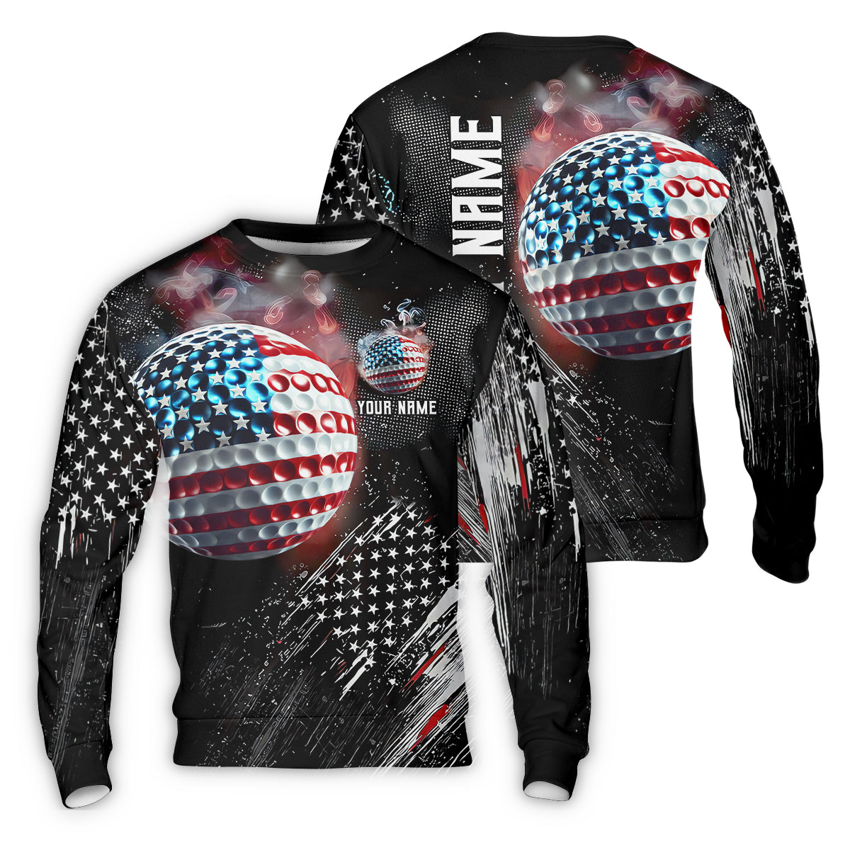 American Flag Ball Custom Golf Polo ShirtFunny Golf Shirt, Dad Golf Gift
