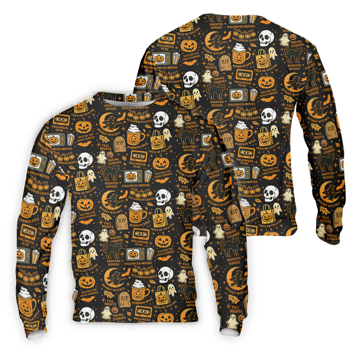 Vintage Halloween Cat Golf Polo Shirt Halloween Theme Shirts, Ghost Pumpkin Mens Golf Polo Shirt Golfing Apparel