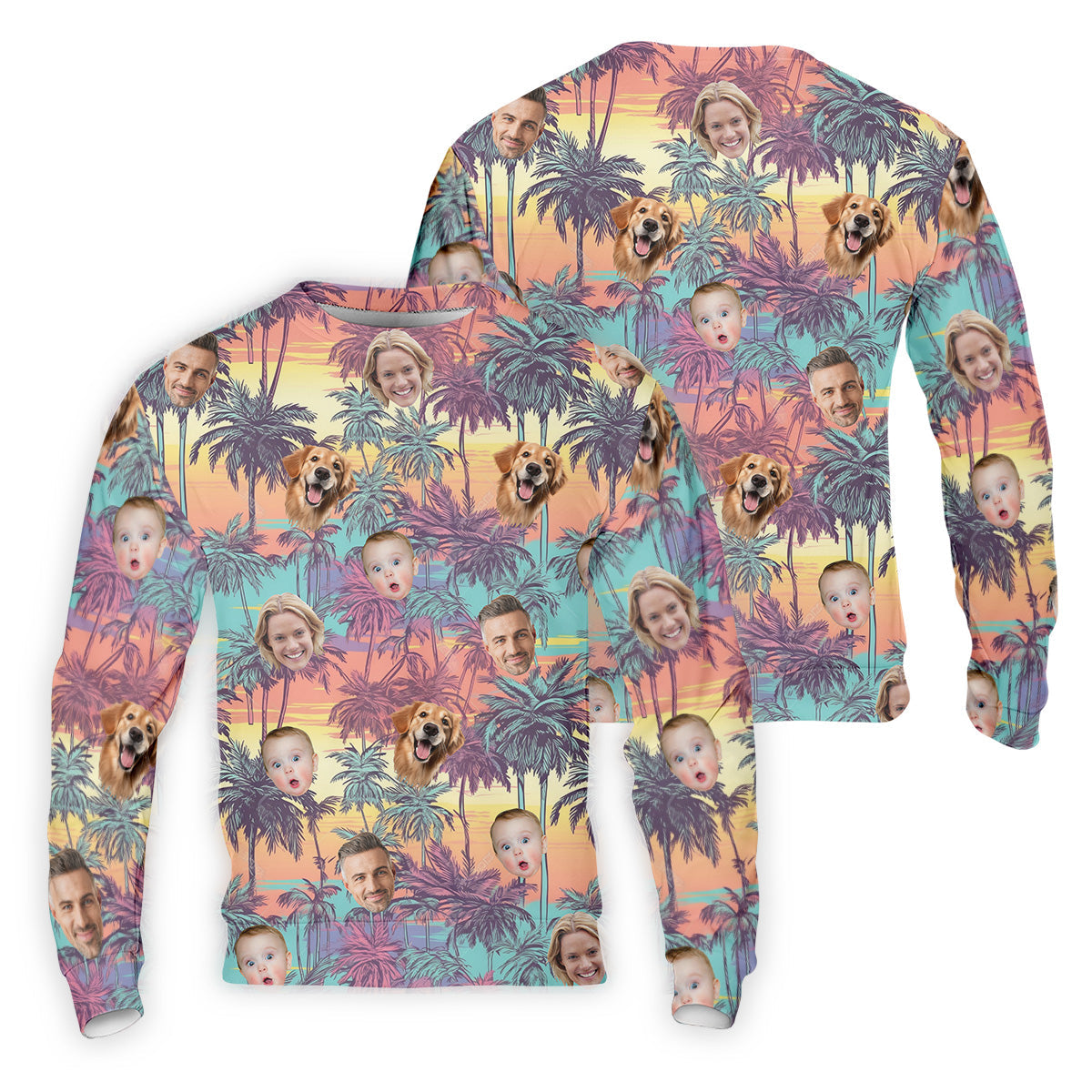 Men Palm Tree Shirt, Seamless Pattern, Hawaiian Shirts With Faces, Mens Golf Polo Shirt Mens Hawaiian Shirt