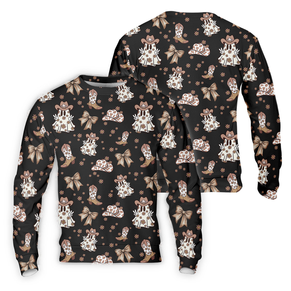 Coquette Halloween Cowboy Ghost Black Fun Golf Shirts For Men, Polo ShirtFor Men, Golfing Apparel