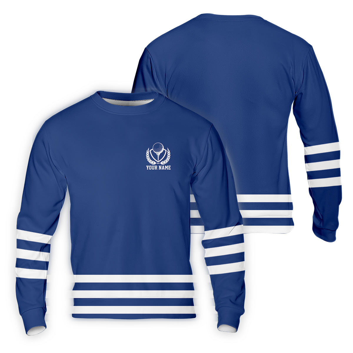 Blue And White Striped Golf Shirt, Golf Tops For Men, Mens Golf Polo Shirt Cool Golf Gifts, Golfing Apparel