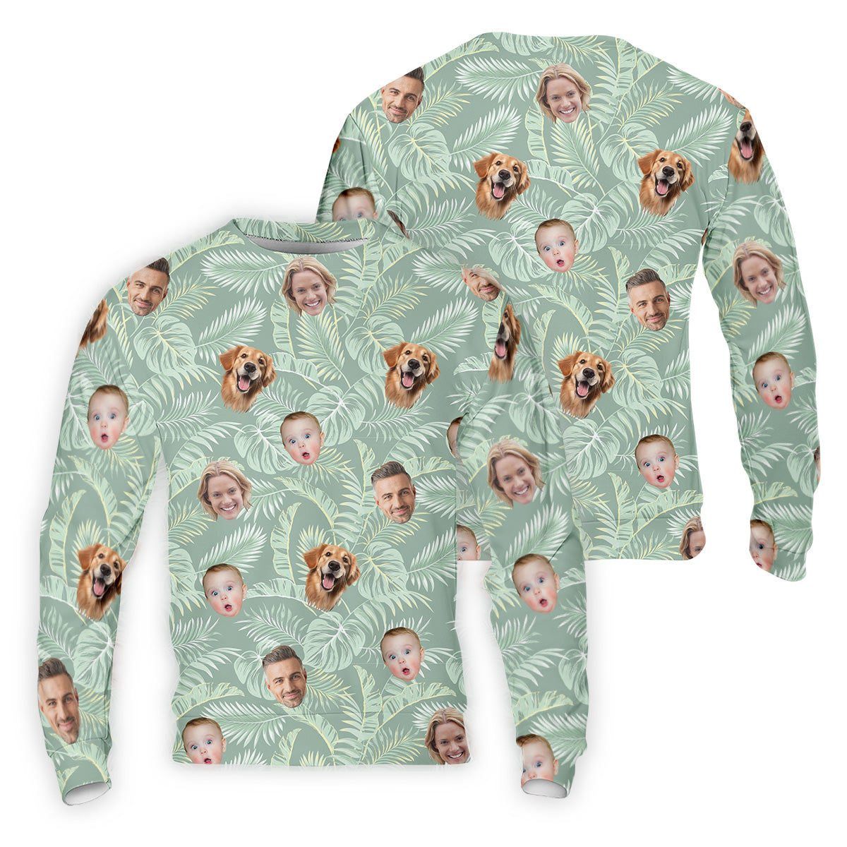 Tropical Leaf Pattern Mens Hawaiian Golf Shirts, Custom Team Shirt, Green Polo ShirtBest Gifts For Men Golfers