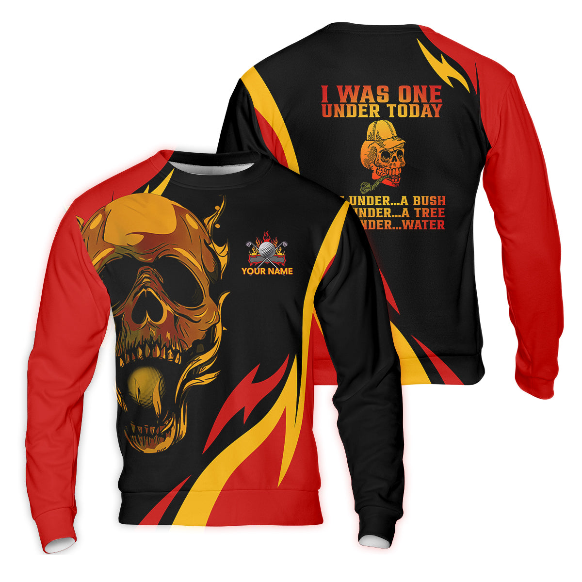 Custom Fire Skull Men's Golf Polo ShirtMens Golf Gift, Funny Golf Shirt