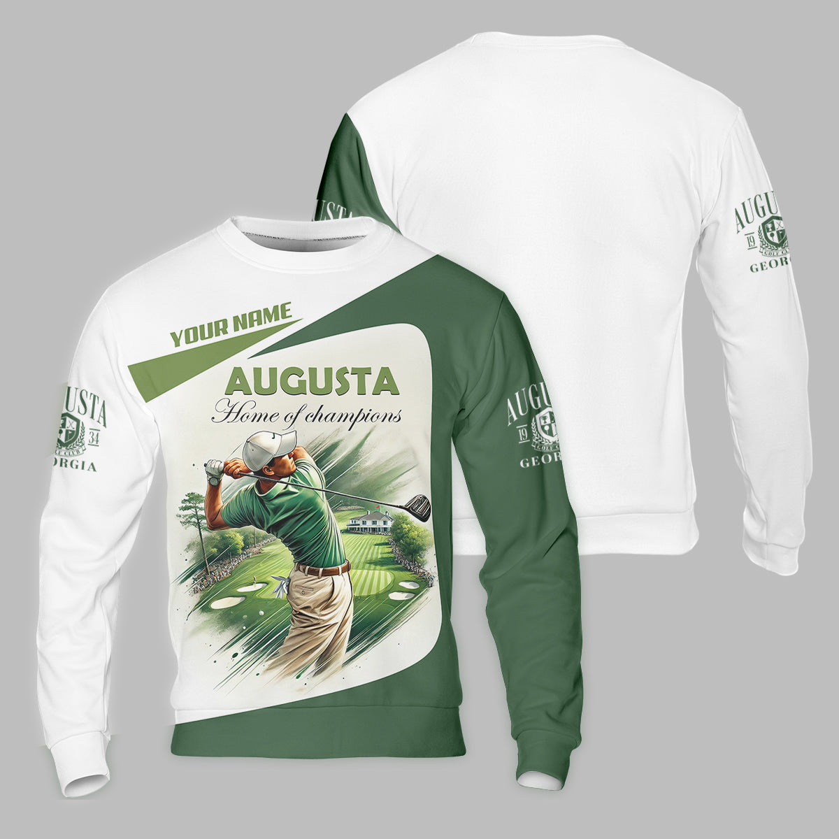 Custom Augusta Golfer Home Of Champions Men's Golf Polo ShirtMens Golf Gift, Mens Golf Shirt