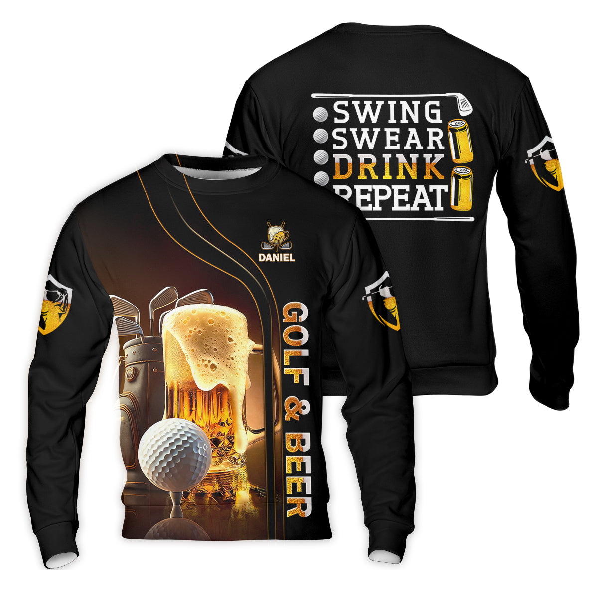 Swing Swear Drink Repeat Funny Golf Polo Shirtens Golf Gift, Golf Lover Gift
