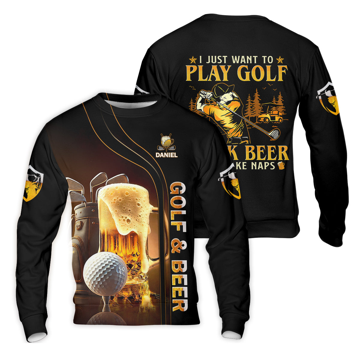 I Just Wanna Play Golf And Drink Beer Custom Golf Polo ShirtMens Golf Gift, Golf Lover Gift