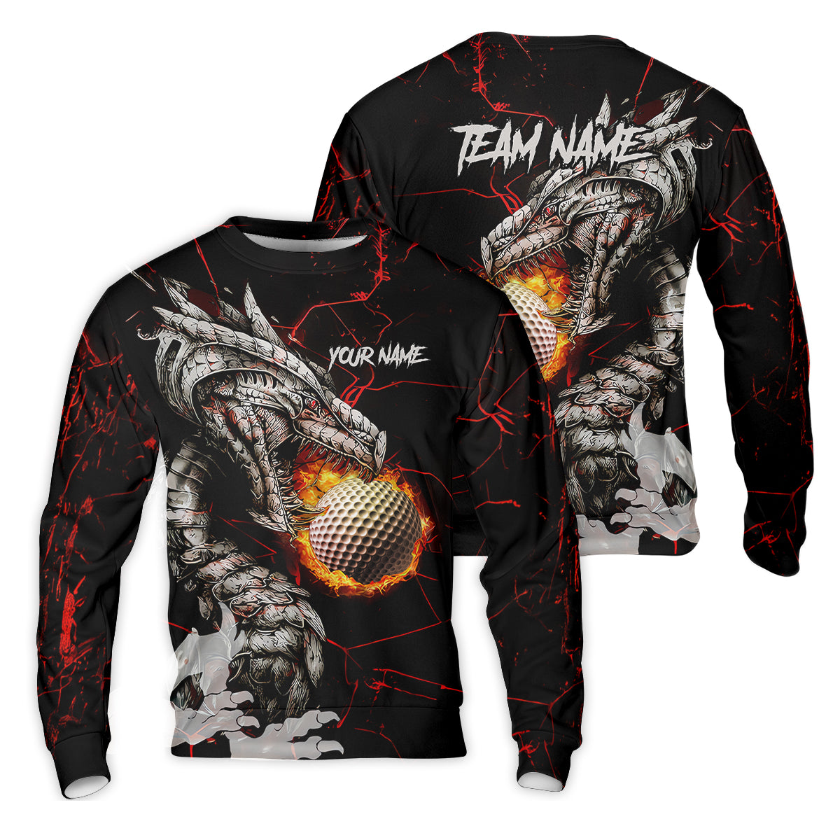 Flaming Dragon Custom Golf Polo ShirtDad Golf Gift, Golf Lover Gifts