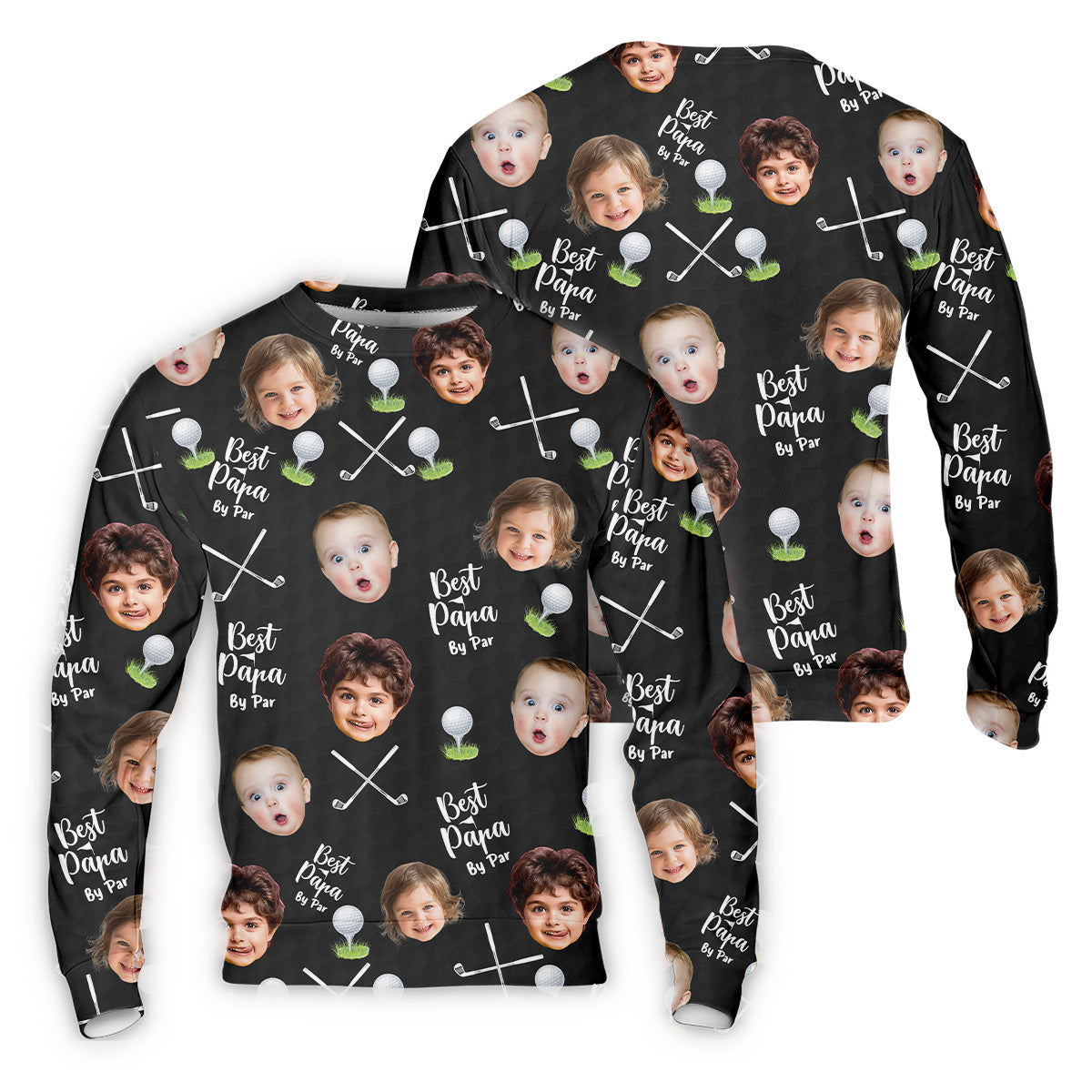 Best Papa By Par Black Custom Photo Golf Shirt, Funny Golf Shirt, Christmas Golf Gift