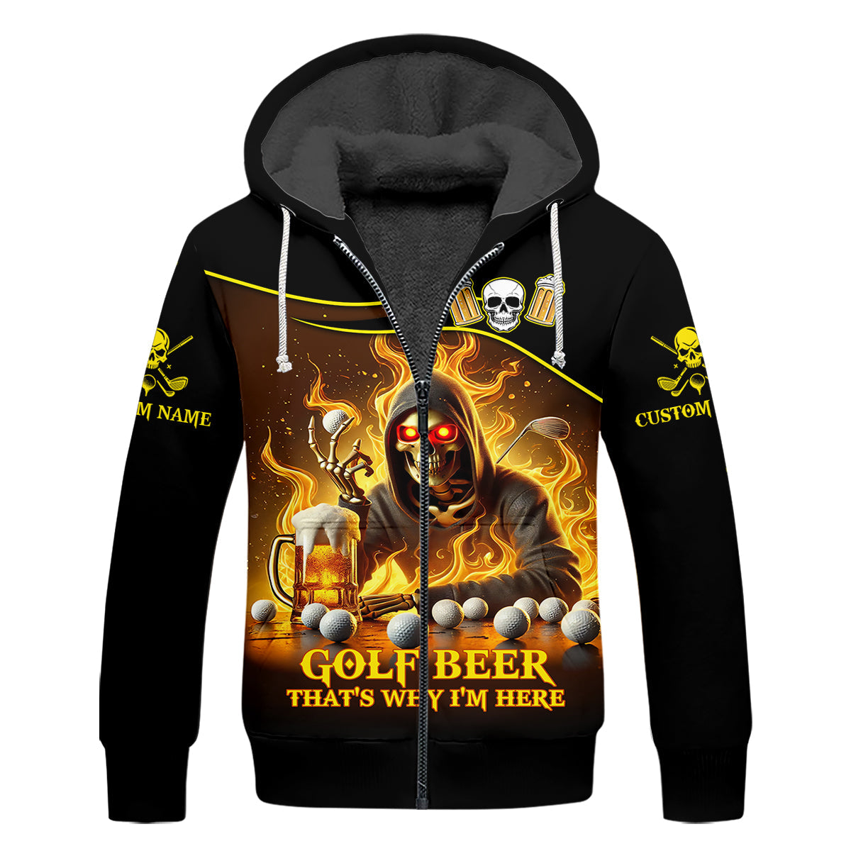 Golf Beer Custom Men's Golf Polo ShirtFunny Skull Golf Shirt, Dad Golf Gift