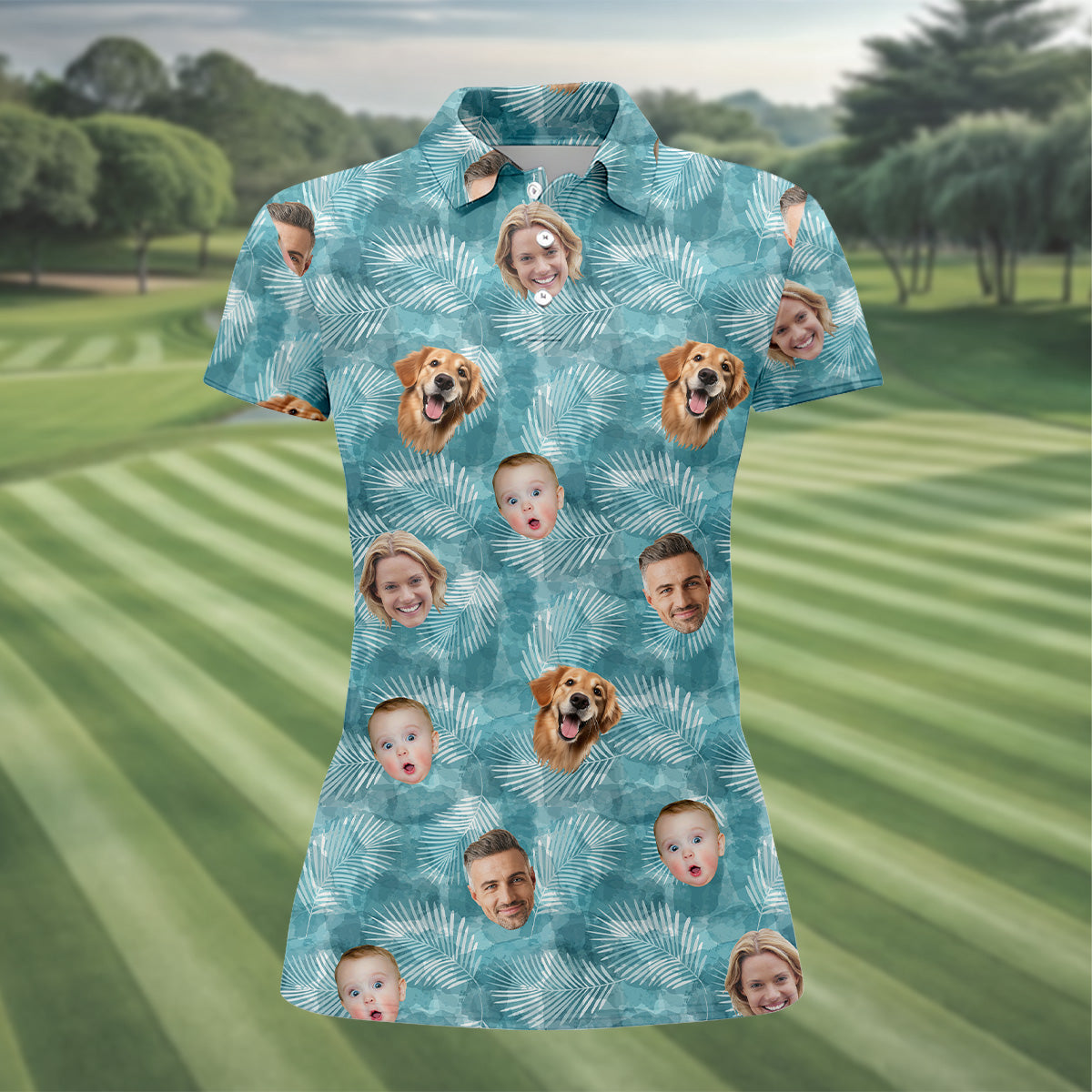 Palm Leaf Pattern, Hawaiian Golf Shirts, Custom Face Shirt, Sleeveless Womens Golf Shirts, Ladies Golf Tops