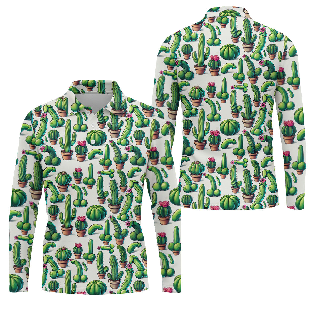 Adult Humor Funny Cactus Golf Tops For Men, Unique Gift For Golfer, Men's Golf Polo, Golfing Apparel