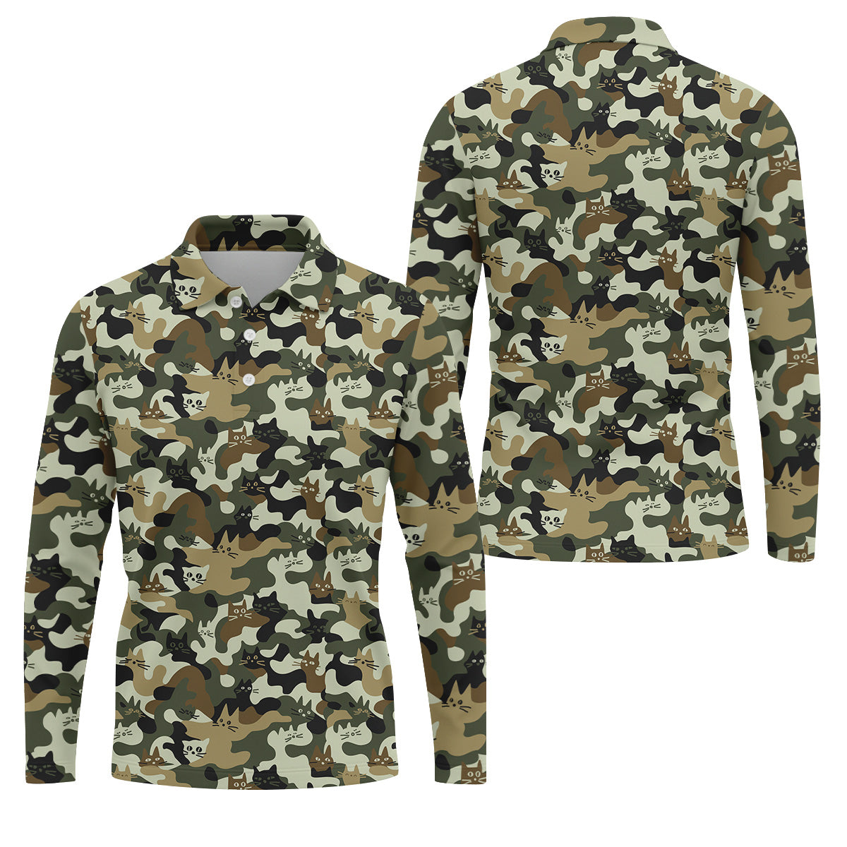 Funny Cat Camo Men's Golf Polo ShirtCat Golf Shirt, Funny Golf Shirt, Mens Golf Gift