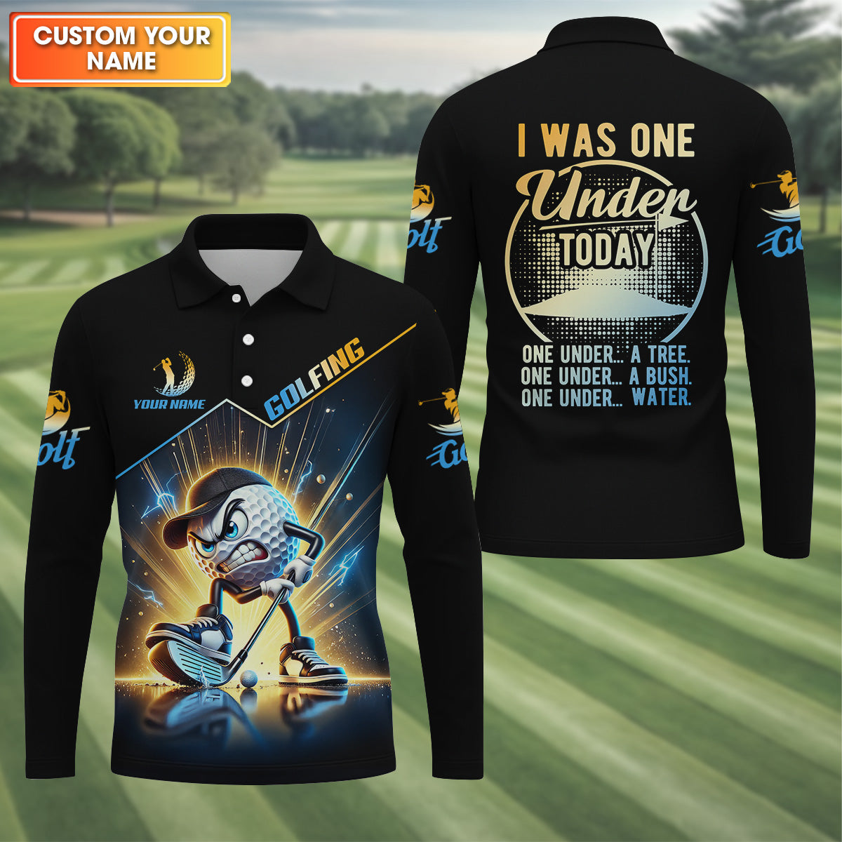 I Was One Under Today Custom Men's Golf Polo ShirtFunny Golf Shirt, Dad Golf Gift