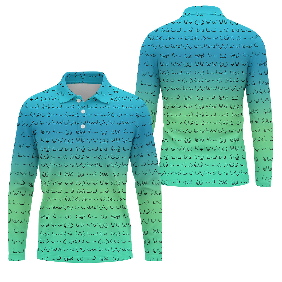Blue Ombre Mens Funny Golf Shirts , Fun Golf Shirts For Men, Men Golf Polo Shirt Cool Golf Gifts
