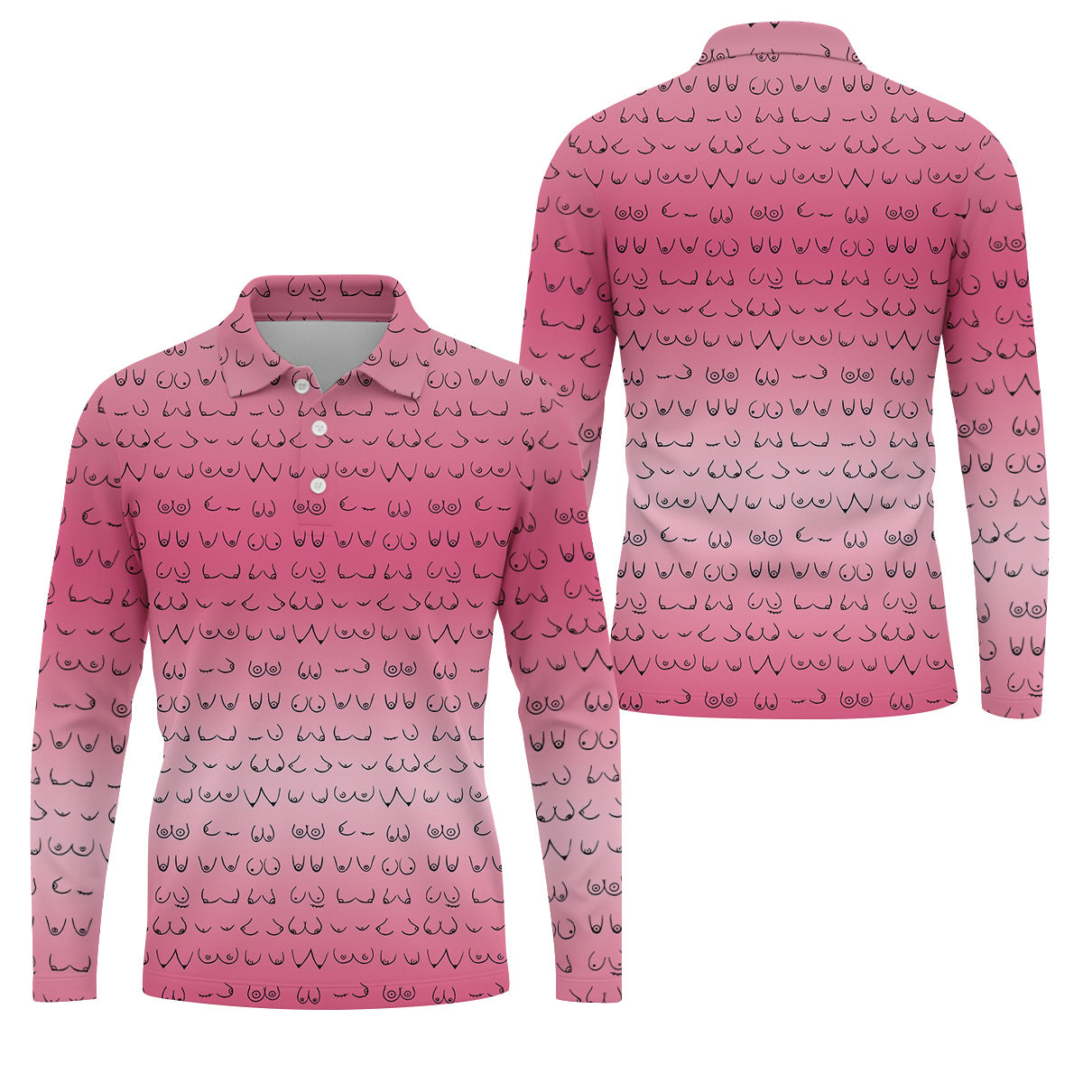 Pink Ombre Mens Funny Golf Shirts , Fun Golf Shirts For Men, Men Golf Polo Shirt Cool Golf Gifts