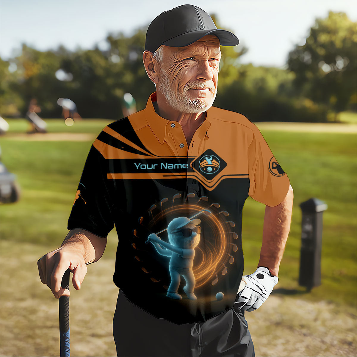 Swing Swear Look For Ball Repeat Shirt, Men's Funny Graphic Golf Polo ShirtGifts For Golfing Dad