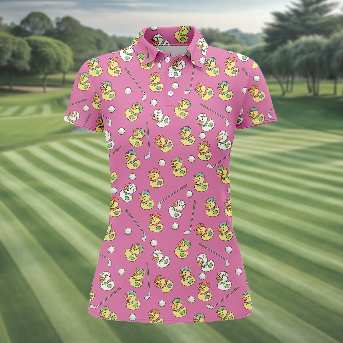 Funny Duck Golf Polo ShirtLadies Sleeveless Tops, Ladies Golf Shirts, Golfing Apparel