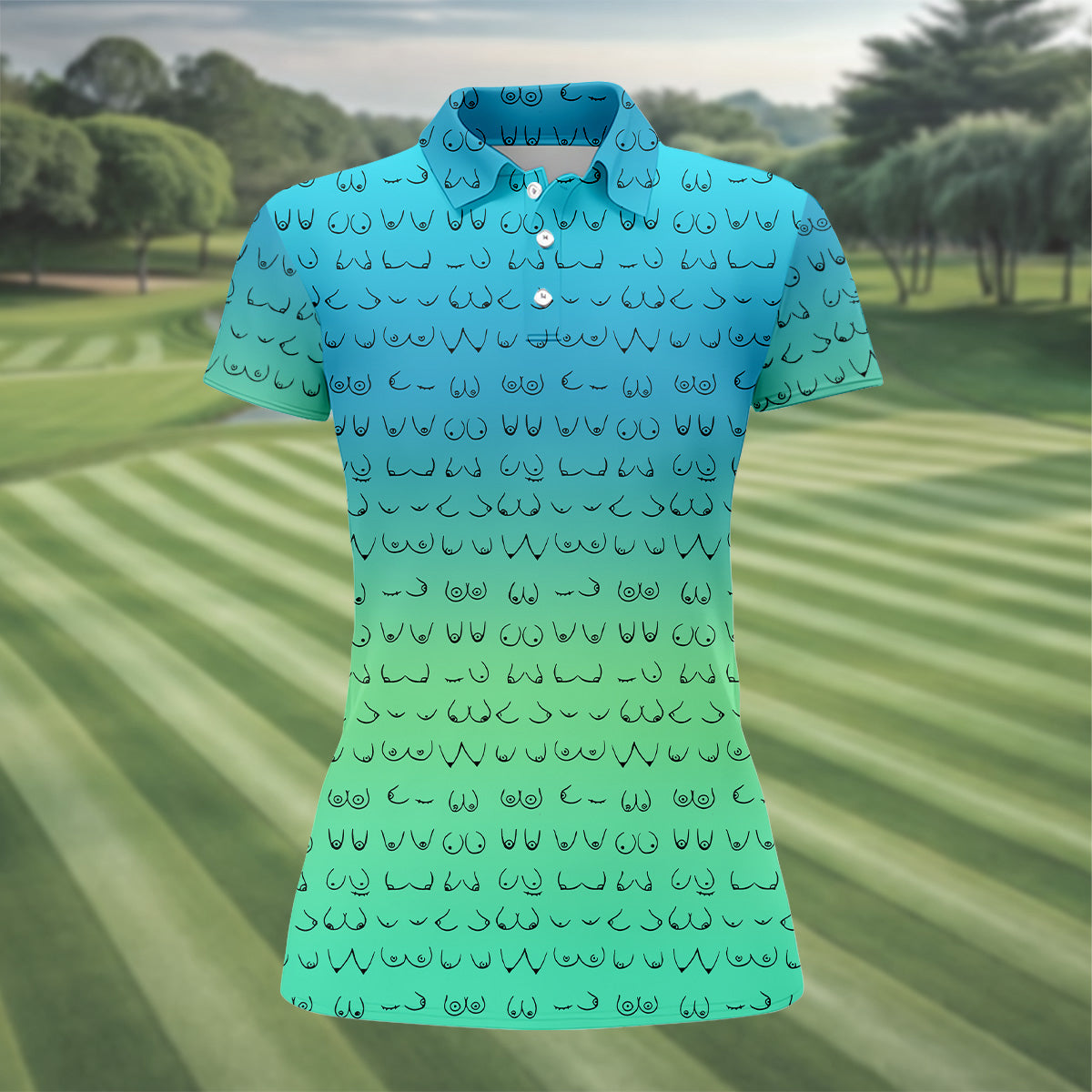 Blue Ombre Funny Golf Shirts Women, Ladies Golf Shirts, Womens Golf Tops, Ladies Golf Polos