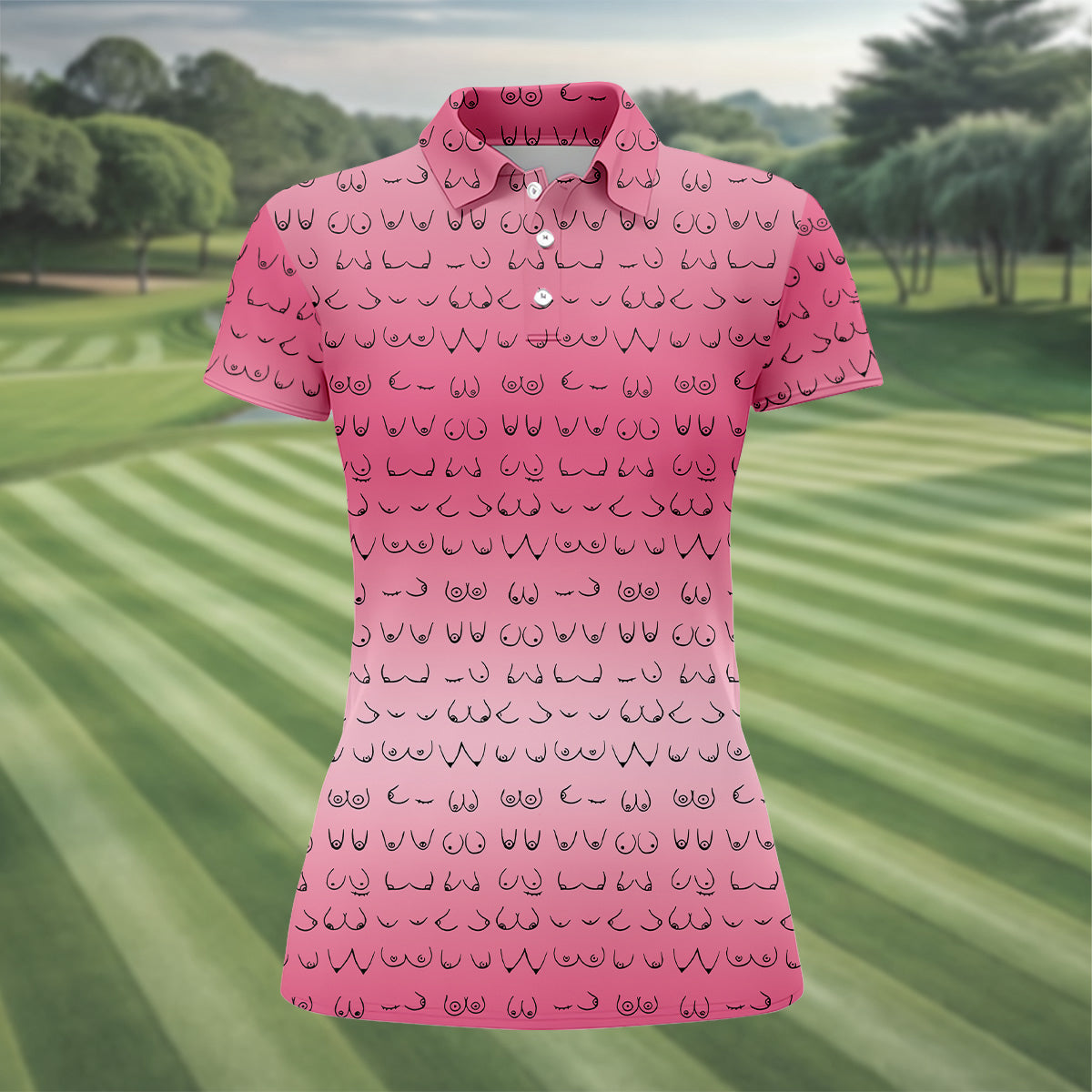 Pink Ombre Golf Shirt, Pink Ladies Golf Shirt, Womens Golf Tops, Ladies Sleeveless Polo, Golfing Apparel