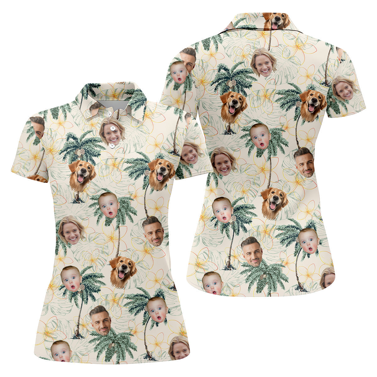 Ladies Palm Tree Shirt, Floral Shirt Women, Hawaiian Golf Shirts, Custom Face Shirt, Ladies Golf Tops