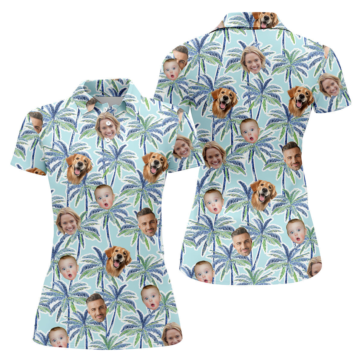 Vintage Aloha Shirts, Ladies Palm Tree Shirt, Custom Hawaiian Shirt Face, Ladies Golf Shirts