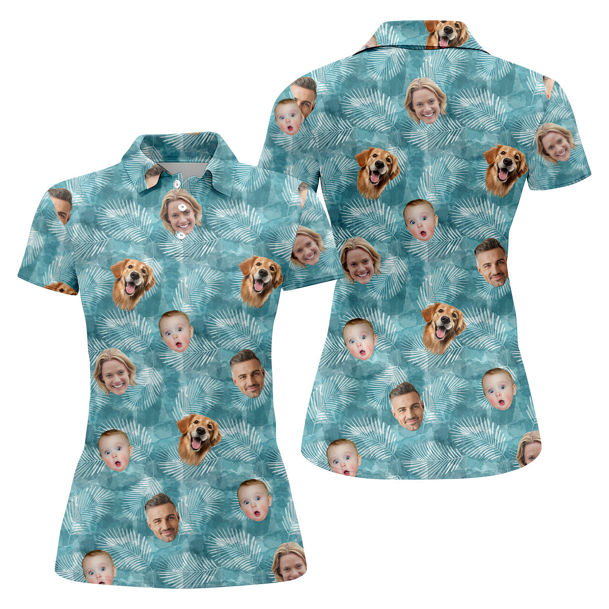 Palm Leaf Pattern, Hawaiian Golf Shirts, Custom Face Shirt, Sleeveless Womens Golf Shirts, Ladies Golf Tops