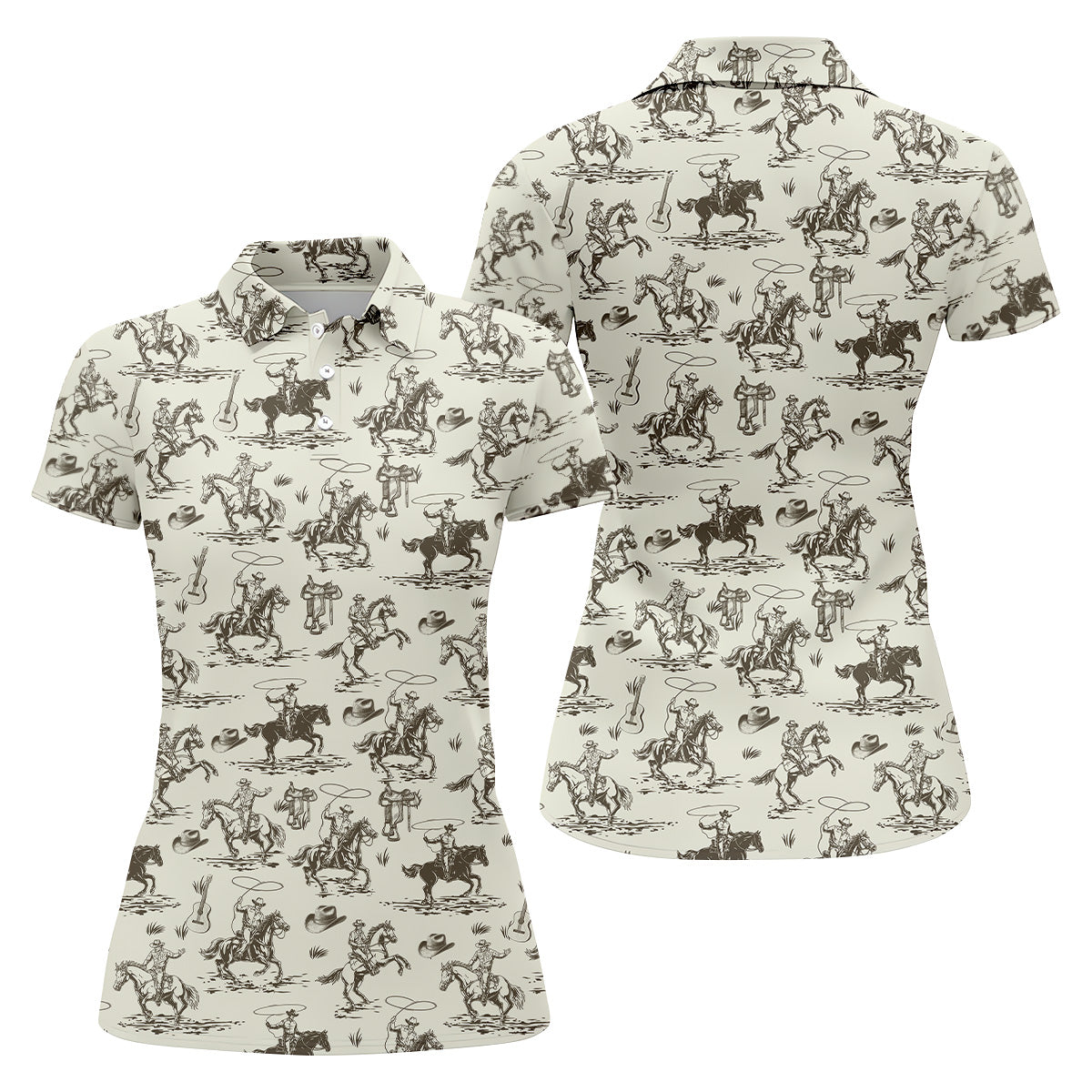 Cowboy Ride Horse Ladies Sleeveless Polo, Golf Polo ShirtLadies Golf Shirts, Golfing Apparel