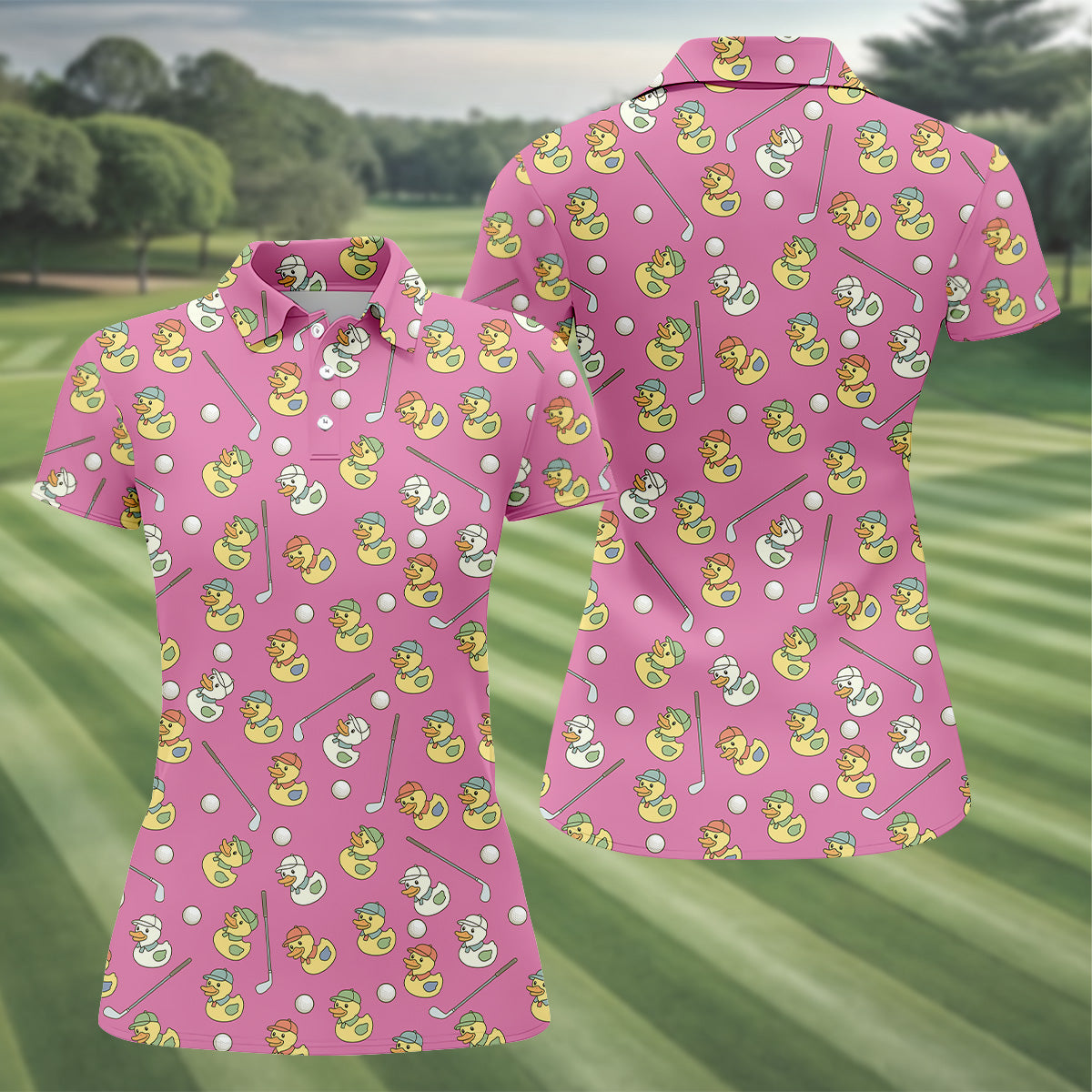 Funny Duck Golf Polo ShirtLadies Sleeveless Tops, Ladies Golf Shirts, Golfing Apparel