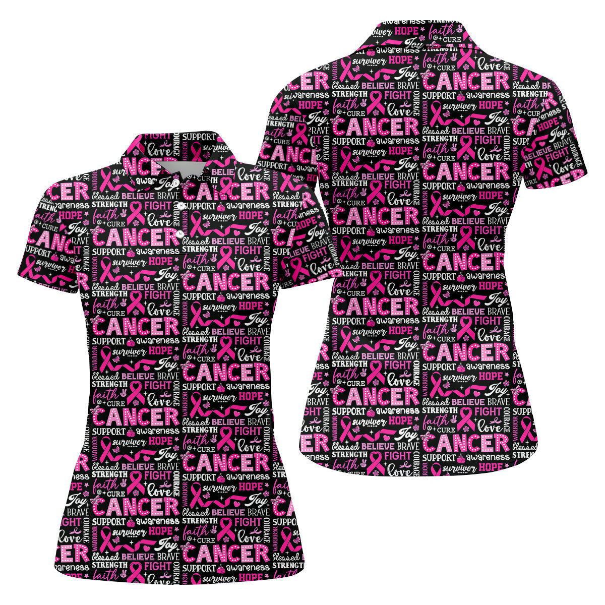 Pink Ribbon Breast Cancer Awareness Shirt, Golf Polo Shirtadies Golf Shirts, Golfing Apparel
