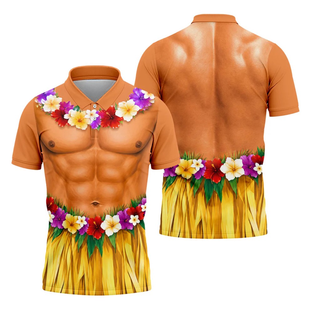 Funny Beach Body Golf Shirt, Hawaiian Luau Men's Golf Polo, Polo Shirts For Men