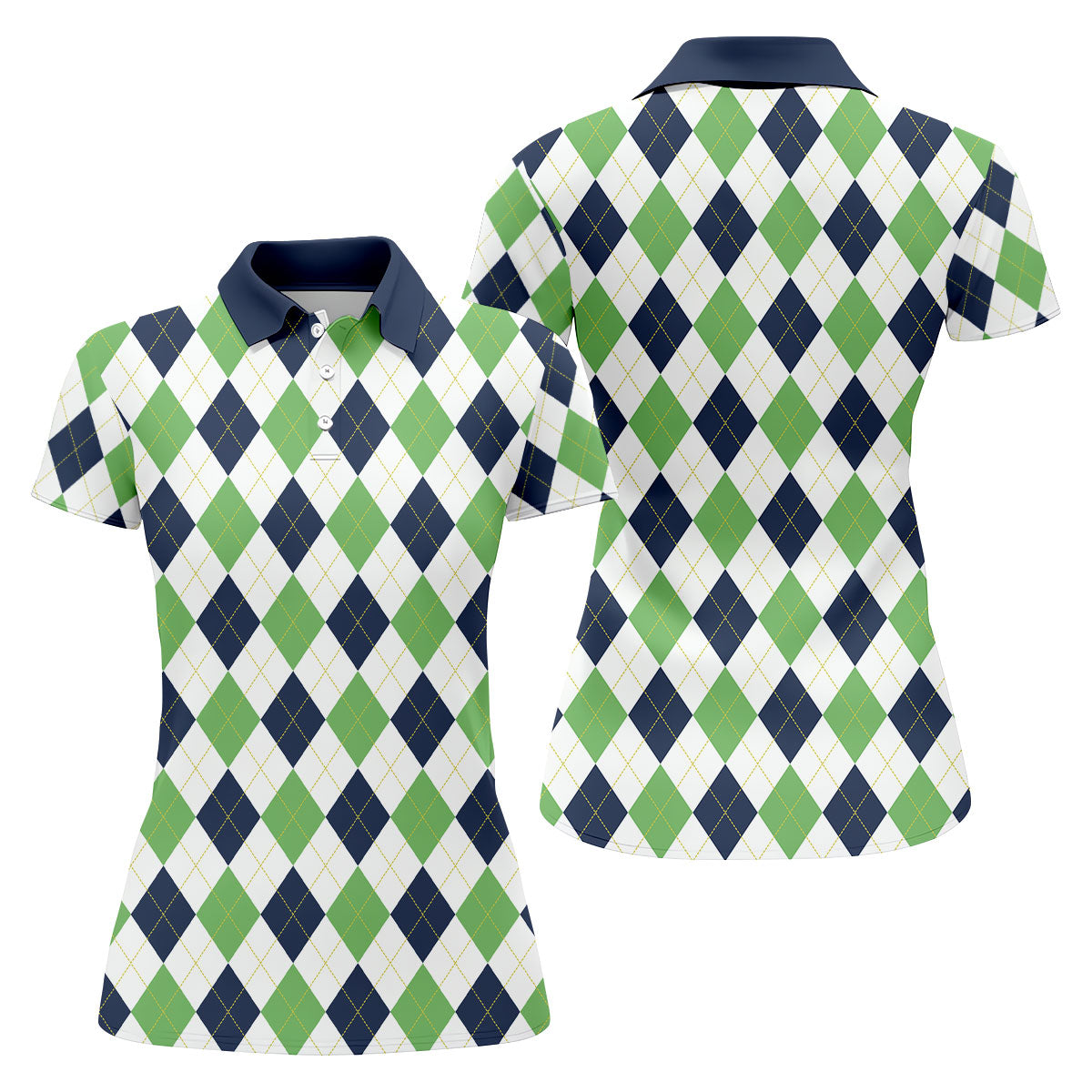 Green And Black Argyle Sleeveless Womens Golf Shirts, Ladies Pink Golf Shirt, Womens Golf Polo Shirt Womens Golf Tops