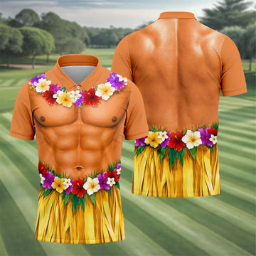 Funny Beach Body Golf Shirt, Hawaiian Luau Men's Golf Polo, Polo Shirts For Men