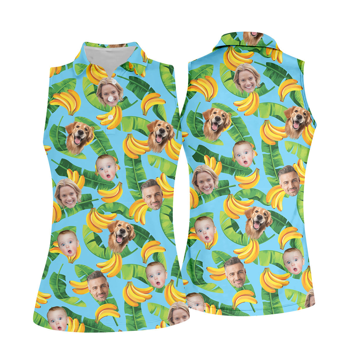 Seamless Pattern, Banana Shirt, Hawaiian Shirts With Faces, Womens Sleeveless Polo, Ladies Golf Shirts