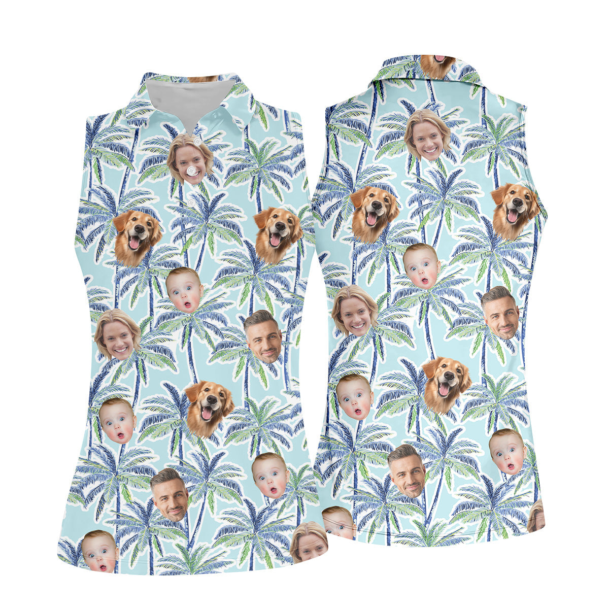 Vintage Aloha Shirts, Ladies Palm Tree Shirt, Custom Hawaiian Shirt Face, Ladies Golf Shirts