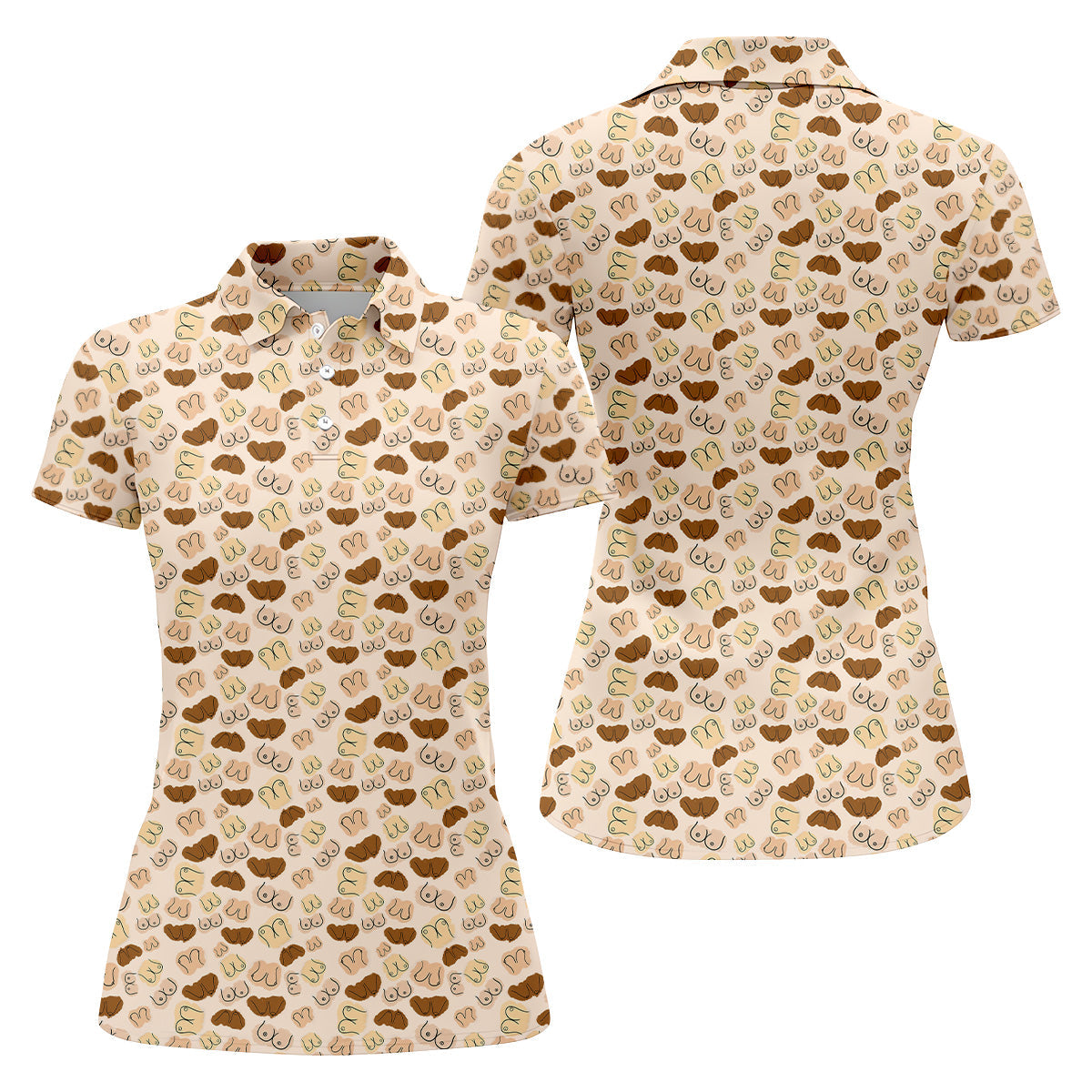 Beige Fun Womens Golf Shirts, Womens Golf Tops, Unique Gift For Golfer, Ladies Golf Polos
