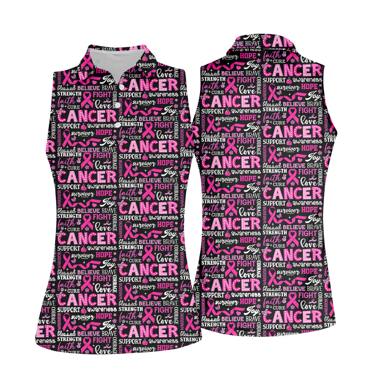 Pink Ribbon Breast Cancer Awareness Shirt, Golf Polo Shirtadies Golf Shirts, Golfing Apparel