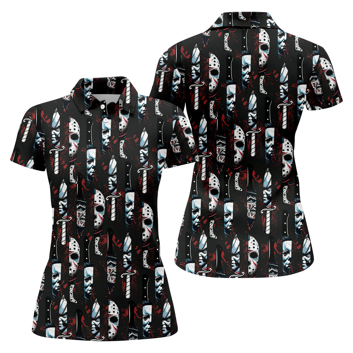 Horror Character Women Golf Shirt, Horror Movie Shirt, Halloween Golf Shirt, Womens Golf Gifts