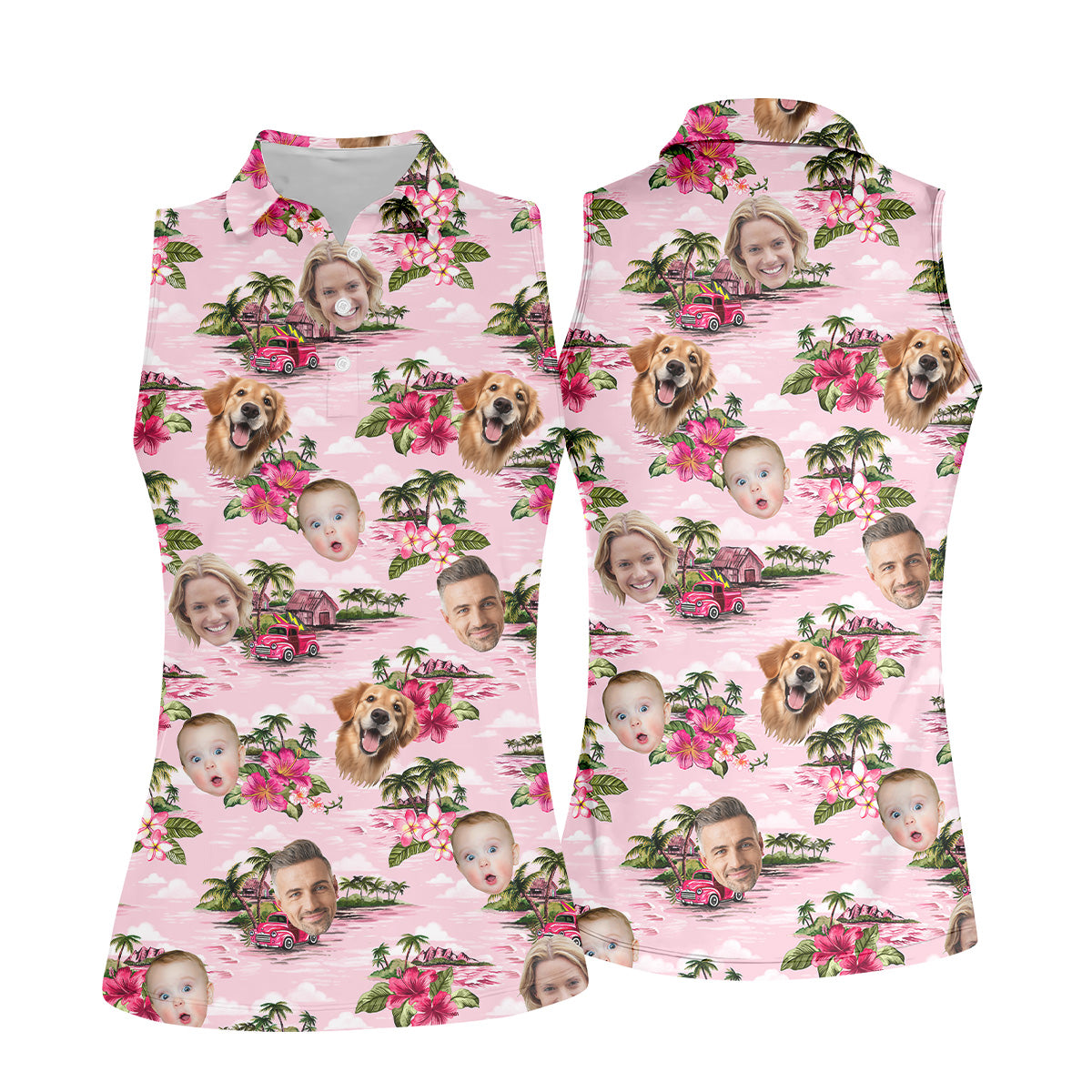Pink Hawaiian Shirt, Ladies Floral Shirt, Custom Team Shirt, Womens Hawaiian Golf Shirts, Ladies Golf Shirts