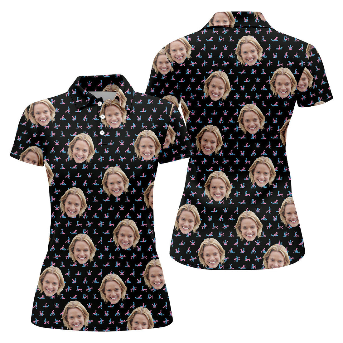 Funny Stick Figure Golf Polo ShirtFunny Position Golf Shirt, Custom Face Golf Shirt, Fun Womens Golf Shirts