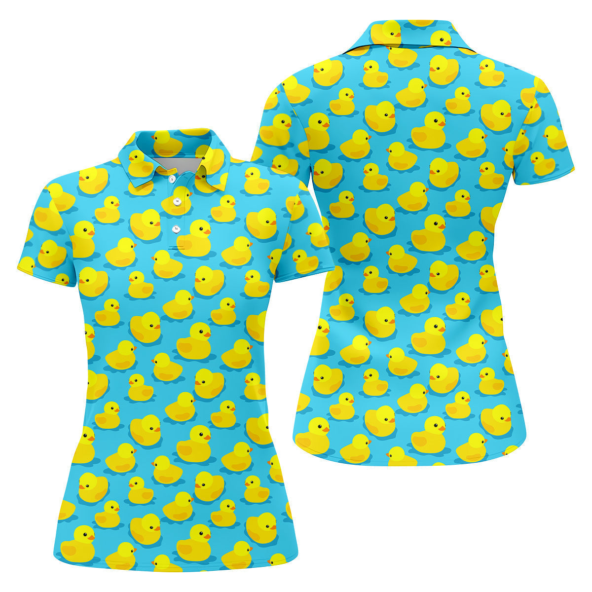 Funny Yellow Ducks Golf Polo ShirtFun Womens Golf Shirts, Ladies Golf Shirt, Golf Gift For Her